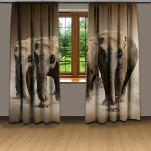Stádo slonů (140 x 250 cm) - 3D závěs