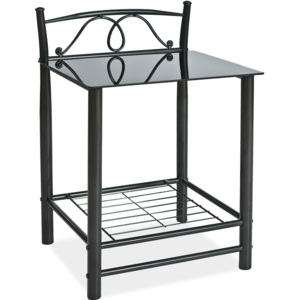 Noční stolek Famm ET-920, sklo / kov černý
