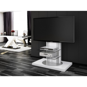 Roma - TV stolek s držákem (bílá vysoký lesk)