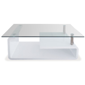 Konferenční stolek AHG-056 WT, sklo/vys. lesk bílý