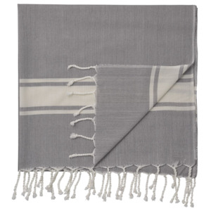 Bavlněná osuška Hammam Light Grey/Offwhite Stripes