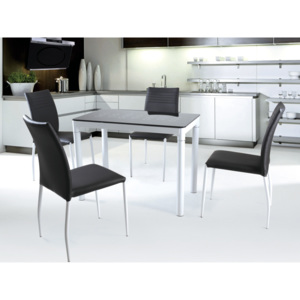 Halmar Jídelní stůl ARGUS, bílý/černý, kov/sklo