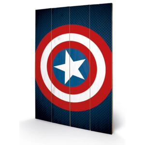 Dřevěný obraz Avengers Assemble - Captain America Shield, (40 x 59 cm)
