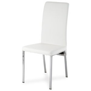 Jídelní židle DCL-840 WT, chrom / koženka bílá