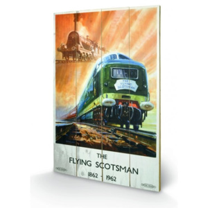 Dřevěný obraz Lokomotiva - The Flying Scotsman, (40 x 59 cm)