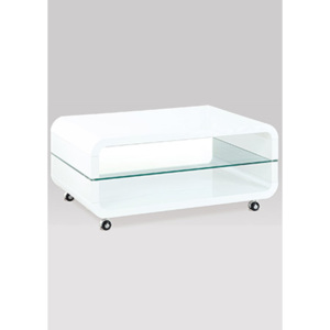 Konferenční stolek AHG-011 WT, sklo / vys. lesk bílý