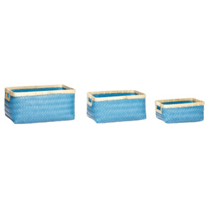 Polyratanový košík s bambusovým okrajem - Blue Malý