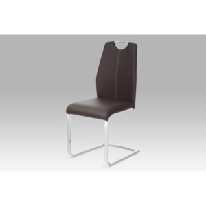 Jídelní židle, chrom/koženka hnědá, HC-785 BR1