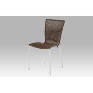 Jídelní židle chrom / UMĚLÝ ratan tmavě hnědý, SF-889 WAL