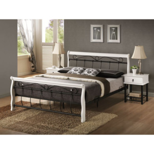 Smartshop VENECJA, postel 160x200 cm, masiv - bílá/černá