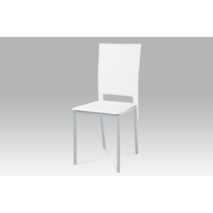 Jídelní židle, koženka bílá / šedý lak, DCL-245 WT