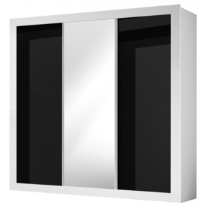 Idczakmeble LUCCA 19 - Šatní skříň 3D - Bílá/černá
