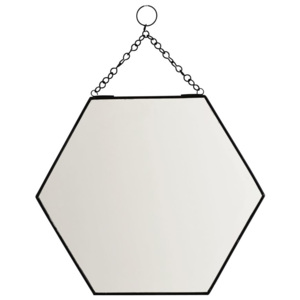 Závěsné zrcadlo v černém rámu Hexagon 29 cm