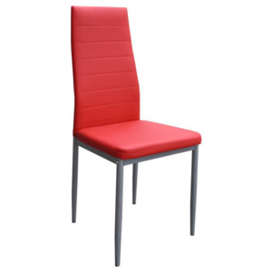 Židle Falco Milan, koženka červená / lakovaný lesklý stříbrný komaxit