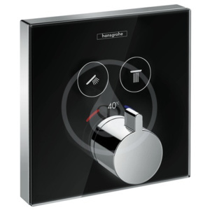 Hansgrohe Shower Select Glass Podomítkový termostat pro 2 spotřebiče, černá/chrom 15738600