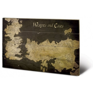Dřevěný obraz Hra o Trůny - Game of Thrones - Westeros, (59 x 40 cm)