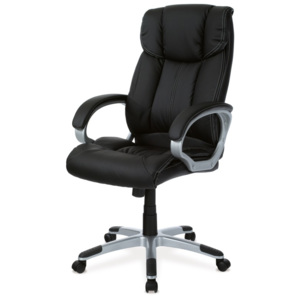 Kancelářská židle KA-N955 BK, koženka černá s bílým prošitím