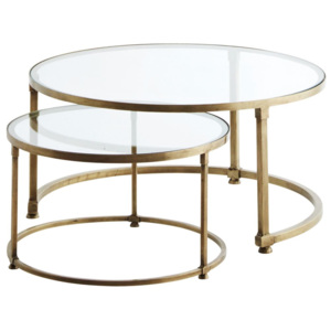 Kulatý stolek se skleněnou deskou Brass Větší