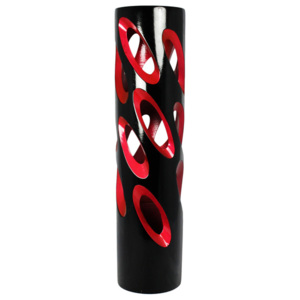 Váza dřevěná černo-růžová 51 cm