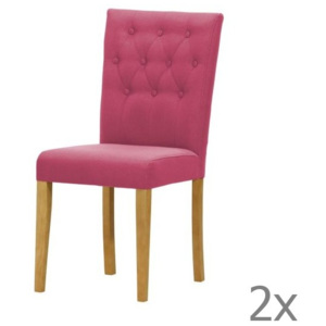 Sada 2 židlí Monako Etna Pink, přírodní nohy