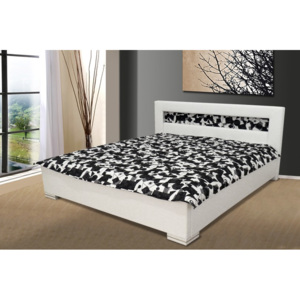 Čalouněná postel s úložným prostorem Mia 180 x 200 cm - eko kůže + úložný prostor - Bílá