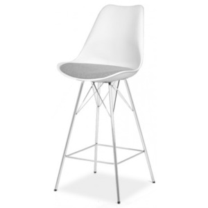 Barová židle GINA 9361-413+PORGY BAR 9340-091 (bílá/šedá/chrom)