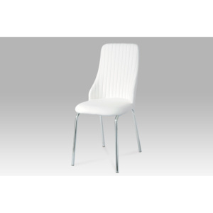 Autronic Jídelní židle, chrom/koženka bílá, AC-1313 WT