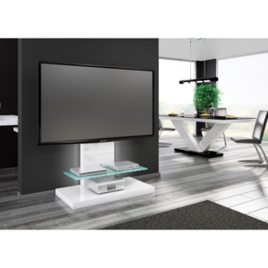 Marino max - TV stolek s držákem (bílá vysoký lesk/sklo mléčné)