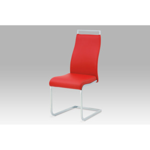 Jídelní židle, koženka červená/chrom, HC-649 RED