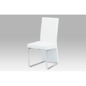 Autronic Jídelní židle, chrom/koženka bílá, DCH-505 WT