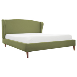 Zelená postel s přírodními nohami Vivonita Windsor, 160 x 200 cm
