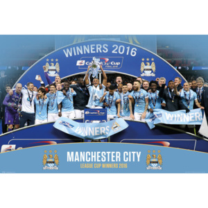 Plakát, Obraz - Manchester City FC - League Cup Winners 15/16, (91,5 x 61 cm)