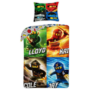 Halantex Dětské oboustranné povlečení Lego Ninjago postavičky, 140x200 cm - barevné