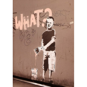 Plakát, Obraz - Banksy street art - what? graffiti, (42 x 59 cm)