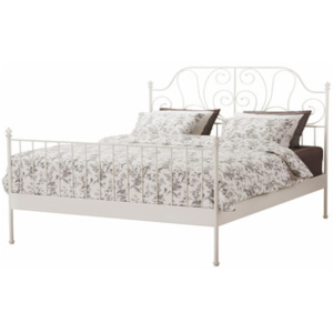 postel, dvojlůžko MöbelLUX Behemoth, 140x200 cm, s lamelovým roštem, bílá