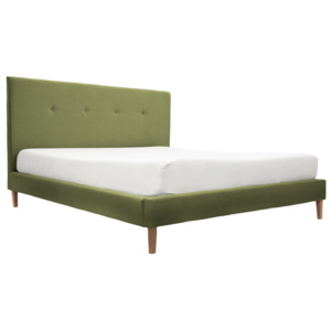 Zelená postel s přírodními nohami Vivonita Kent, 140 x 200 cm