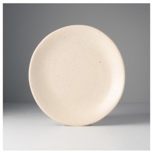 Kulatý talíř s nepravidelným okrajem 24 x 25 cm pískový