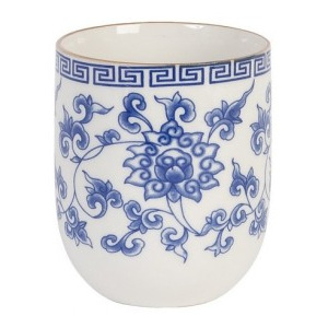 Kalíšek na čaj modrý dekor kytička -pr 6*8 cm Clayre & Eef