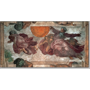 Obraz, Reprodukce - Tvorba slunce, měsíce a vegetace, Michelangelo Buonarroti, (100 x 50 cm)