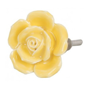 Keramická úchytka růže žlutá - pr 4,5 cm Clayre & Eef