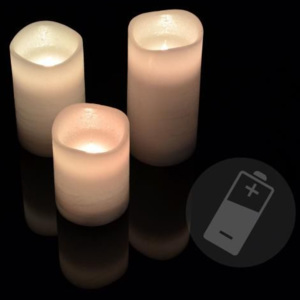 OEM D33486 Dekorativní LED sada - 3 voskové svíčky - bílá