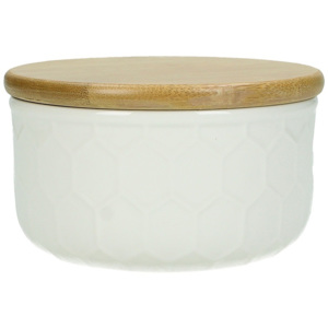 KERSTEN - Zásobník porcelánový bílý s dřevěným uzávěrem 13x13x7.9cm - (WER-0079)