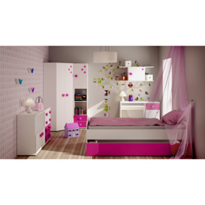 NOVINKA dětský pokoj SIMBA barevné provedení bílá/růžová, matrace bez matrace