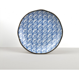 Kulatý talíř 3 Petal Crest INDIGO IKAT 23 cm
