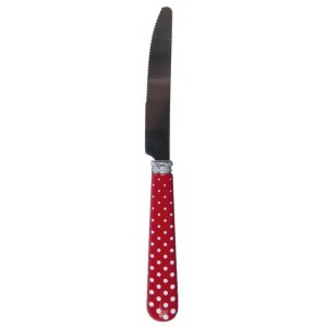 Jídelní nůž červený s puntíky Clayre & Eef