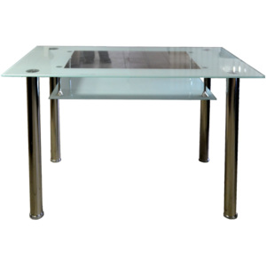 Jídelní stůl Falco B 175, tvrzené sklo bílé / chrom