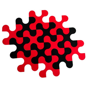 Koberec Puzzle větrník červená/černá