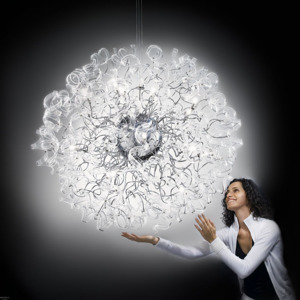 Metallux Astro Crystal, designové závěsné svítidlo v průměru 115cm, 18x40W, čiré sklo, chrom