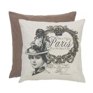 Bavlněný povlak na polštář v retro dekoru dáma Paris