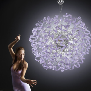 Metallux Astro Lilla, designové závěsné svítidlo v průměru 115cm, 18x40W, fialové sklo, chrom